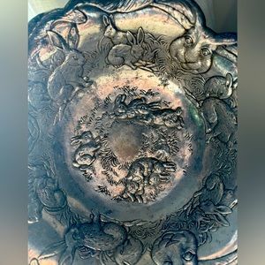 Vintage Arthur Court Cast Aluminum Bunny Bowl Easter Decor Rabbit Candy Bowl